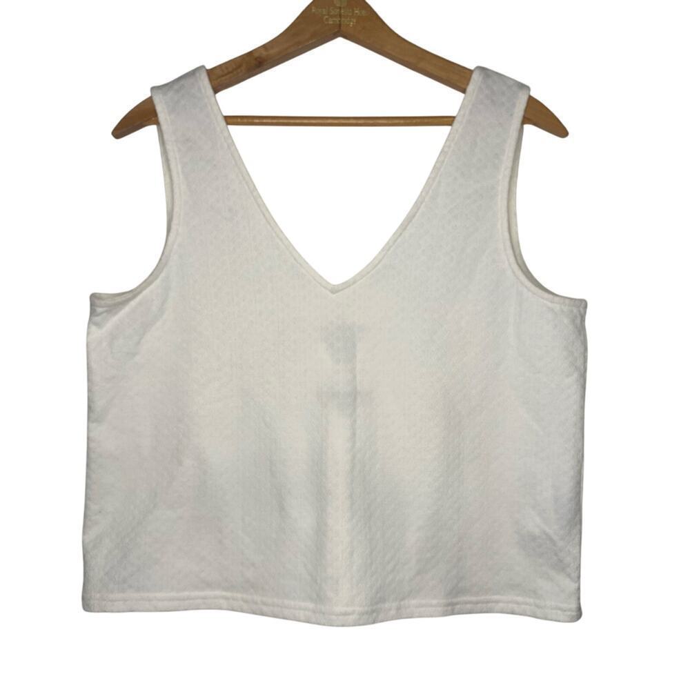 Madewell‎ White Crop V Neck Sleevless Blouse Top Shirt Size Medium Boxy Dressy